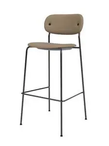 Audo Copenhagen - Co Bar Chair, Black Steel Base, Upholstered Seat And Back, PC0L, EU/US - CAL117 Foam, 1611 (Stone), Sierra, Sierra, Camo