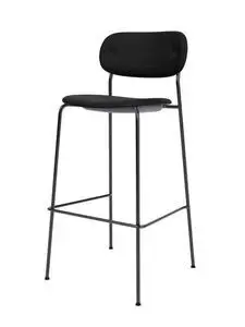 Audo Copenhagen - Co Bar Chair, Black Steel Base, Upholstered Seat And Back, PC0L, EU/US - CAL117 Foam, 1001 (Black), Sierra, Sierra, Camo