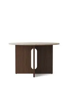 Audo Copenhagen - Androgyne, Dining Table, Ø120 cm, Dark Stained Oak Base, Kunis Breccia Stone Table Top
