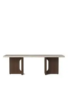 Audo Copenhagen - Androgyne Lounge Table, 120x45 cm, Dark Stained Oak Base, Kunis Breccia Sand Table Top