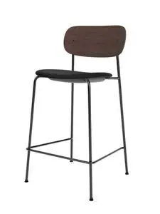 Audo Copenhagen - Co Counter Chair, Black Steel Base, Seat height 68,5 cm, Upholstered Seat, Oak Veneer Backrest, PC0L, Dark Stained Oak, EU/US - CAL117 Foam, 1001 (Black), Sierra, Sierra, Camo