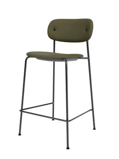 Audo Copenhagen - Co Counter Chair, Black Steel Base, Seat height 68,5 cm, Upholstered Seat And Back, PC0L, EU/US - CAL117 Foam, 0441 (Army), Sierra, Sierra, Camo