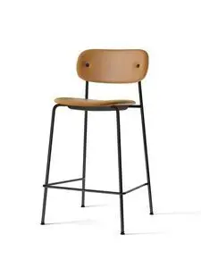 Audo Copenhagen - Co Counter Chair, Black Steel Base, Seat Height 68,5 cm, Upholstered Seat And Backrest, EU/US - CAL117 Foam, 0250 (Cognac), Dakar, Nevotex