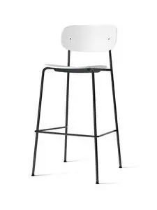 Audo Copenhagen - Co Bar Chair, Recycled Plastic, Black Steel Base, White Seat, White Backrest