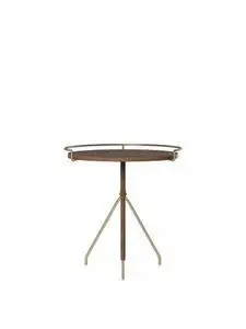 Audo Copenhagen - Umanoff Side Table, 45cm Low, Solid Walnut Base and Top, Matt Lacquered Brass
