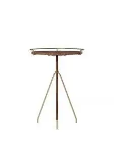 Audo Copenhagen - Umanoff Side Table, 60cm Tall, Solid Walnut Base and Top, Matt Lacquered Brass