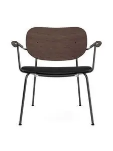 Audo Copenhagen - Co Lounge Chair, Black Steel Base, Oak, Upholstered Seat PC0L, Dark Stained Oak, EU/US - CAL117 Foam, 1001 (Black), Sierra, Sierra, Camo