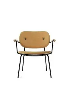 Audo Copenhagen - Co Lounge Chair, Black Steel Base, Upholstered Seat and Back PC2T, With Oak Arms Natural Oak, Black Base, EU/CAL117 Foam,0022 (Orange) Moss,Moss, Kvadrat