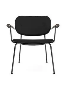 Audo Copenhagen - Co Lounge Chair, Black Steel Base, Upholstered Seat and Back PC0L, With Oak Arms, Dark Stained Oak, EU/US - CAL117 Foam, 1001 (Black), Sierra, Sierra, Camo