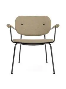 Audo Copenhagen - Co Lounge Chair, Black Steel Base, Upholstered Seat and Back PC0T, Oak Arms, Natural Oak, EU/US - CAL117 Foam, 02 (Beige), Audo Bouclé, Audo Bouclé, Audo