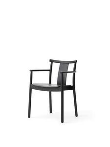 Audo Copenhagen - Merkur, Dining Chair w/Armrest, Black Painted Oak Base, Black Painted Oak Seat, Backrest and Armrest