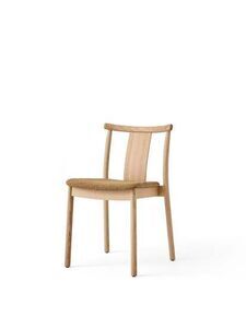 Audo Copenhagen - Merkur, Dining Chair, Natural Oak Base, Natural Oak Backrest, Upholstered Seat PC0T, EU/US - CAL117 Foam, 06 (Gold), Bouclé, Bouclé, Audo