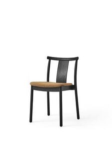 Audo Copenhagen - Merkur, Dining Chair, Black Painted Oak Base, Black Painted Oak Backrest, Upholstered Seat PC0T, EU/US - CAL117 Foam, 06 (Gold), Bouclé, Bouclé, Audo