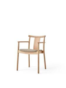 Audo Copenhagen - Merkur, Dining Chair w/Armrest, Natural Oak Base, Natural Oak Backrest And Armrest, Upholstered Seat PC2T, EU/US - CAL117 Foam, 0200 (Beige), Hallingdal, Hallingdal, Kvadrat