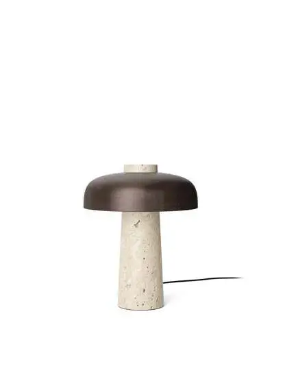 Audo Copenhagen - Reverse Table Lamp, Travertine, Bronzed Brass (CE-ETL-UKCA)