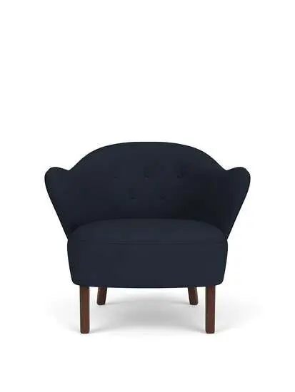 Audo Copenhagen - Ingeborg, Lounge Chair, Oak Legs, Upholstered With PC2T, Dark Stained Oak, EU - HR Foam, 0782 (Blue), Fiord, Fiord, Kvadrat