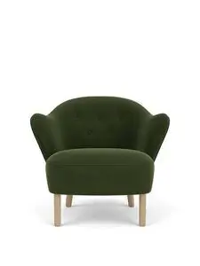 Audo - Ingeborg, Lounge Chair, Oak Legs, Upholstered With PC4T, Natural Oak, EU - HR Foam, 8205 (Dark Green), Grand Mohair, Grand Mohair, Danish Art Weaving