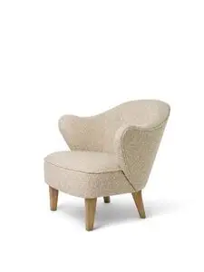 Audo - Ingeborg, Lounge Chair, Oak Legs, Upholstered With PC3T, Vegeta Leather Buttons, Natural Oak, EU - HR Foam, 0001 (Beige), Zero, Zero, Sahco, Kvadrat