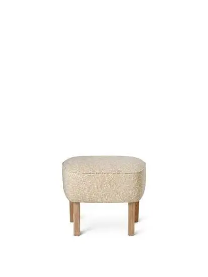 Audo Copenhagen - Ingeborg, Ottoman, Oak Legs, Upholstered With PC3T, Natural Oak, EU - HR Foam, 0001 (Beige), Zero, Zero, Sahco, Kvadrat