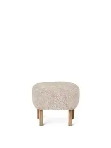 Audo Copenhagen - Ingeborg, Ottoman, Oak Legs, Upholstered With PC3L, Natural Oak, EU - HR Foam, Sheepskin Curly (Moonlight), Sheepskin Curly, Skandilock