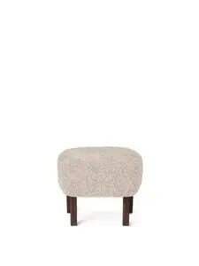 Audo Copenhagen - Ingeborg, Ottoman, Oak Legs, Upholstered With PC3L, Dark Stained Oak, EU - HR Foam, Sheepskin Curly (Moonlight), Sheepskin Curly, Skandilock