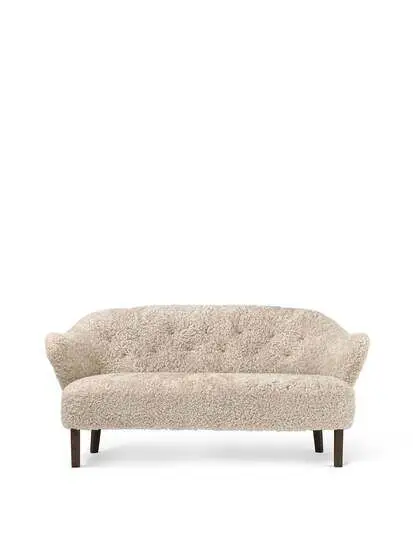 Audo Copenhagen - Ingeborg, Sofa, Oak Legs, Upholstered With PC3L, Dark Stained Oak, EU - HR Foam, Sheepskin Curly (Moonlight), Sheepskin Curly, Skandilock