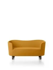 Audo Copenhagen - Mingle, Sofa, Oak Legs, Upholstered With PC3T, Dark Stained Oak, EU - HR Foam, 0472 (Orange), Vidar, Vidar, Kvadrat