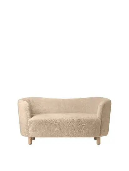 Audo Copenhagen - Mingle, Sofa, Oak Legs, Upholstered With PC3L, Natural Oak, EU - HR Foam, Sheepskin Curly (Honey), Sheepskin Curly, Skandilock