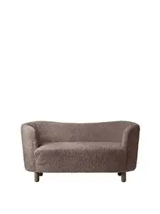 Audo Copenhagen - Mingle, Sofa, Oak Legs, Upholstered With PC3L, Dark Stained Oak, EU - HR Foam, Sheepskin Curly (Sahara), Sheepskin Curly, Skandilock