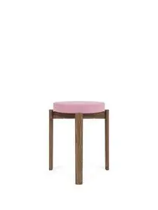 Audo Copenhagen - Passage Stool, Walnut Base, Seat Upholstered With PC3T, EU - HR Foam, 0526 (Pink), Vidar, Vidar, Kvadrat