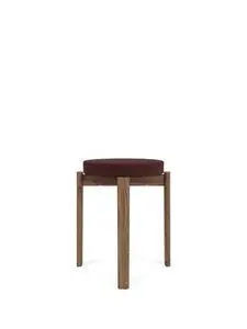 Audo Copenhagen - Passage Stool, Walnut Base, Seat Upholstered With PC3T, EU - HR Foam, 0693 (Burgundy), Vidar, Vidar, Kvadrat