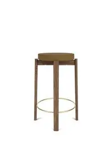 Audo Copenhagen - Passage Counter Stool, Walnut Base, Seat Upholstered With PC0T, Brass Ring, EU - HR Foam, 06 (Gold), Audo Bouclé, Audo Bouclé, Audo