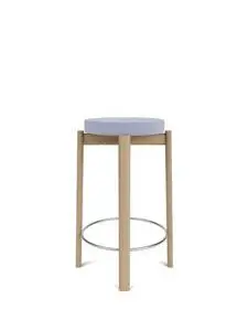 Audo Copenhagen - Passage Counter Stool, Natural Oak Base, Seat Upholstered With PC3T, Steel Ring, Stainless Steel, EU - HR Foam, 0723 (Purple), Vidar, Vidar, Kvadrat