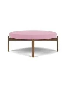 Audo Copenhagen - Passage Pouf, Walnut Base, Seat Upholstered With PC3T, EU - HR Foam, 0526 (Pink), Vidar, Vidar, Kvadrat