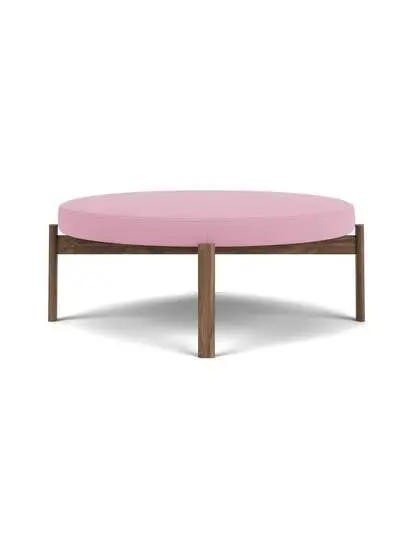 Audo Copenhagen - Passage Pouf, Walnut Base, Seat Upholstered With PC3T, EU - HR Foam, 0526 (Pink), Vidar, Vidar, Kvadrat