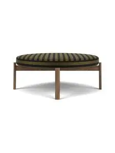 Audo Copenhagen - Passage Pouf, Walnut Base, Seat Upholstered With PC4T, EU - HR Foam, FCL7029/04 (Roseau), Cabanon Soft, Cabanon Soft, Designers Guild