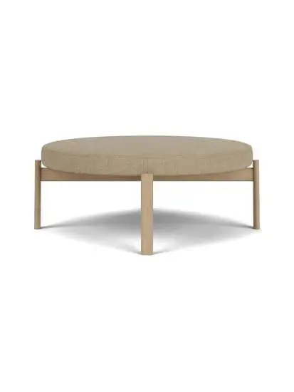 Audo Copenhagen - Passage Pouf, Natural Oak Base, Seat Upholstered With PC0T, EU - HR Foam, 02 (Beige), Audo Bouclé, Audo Bouclé, Audo