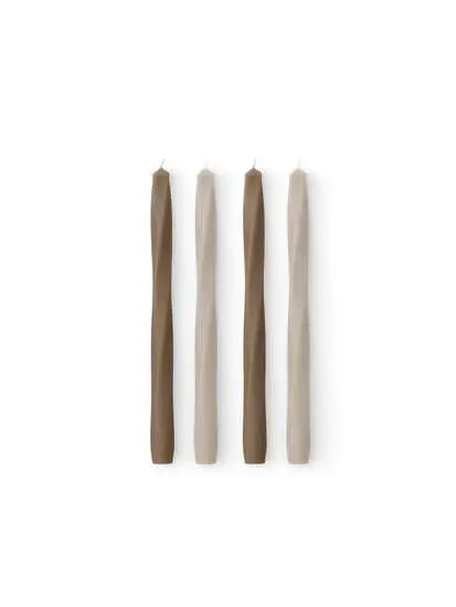 Audo Copenhagen - Twist Tapered Candle,  H30, Ivory, Set of 4 pcs