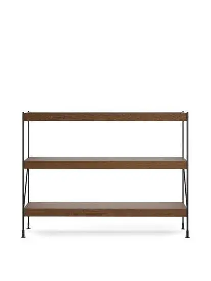 Audo Copenhagen - Zet, Storage System, H114, L150, Black Steel Base, Dark Stained Oak Shelf