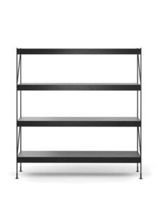 Audo Copenhagen - Zet, Storage System, H158, L150, Black Black Steel Base, Black Oak Shelf