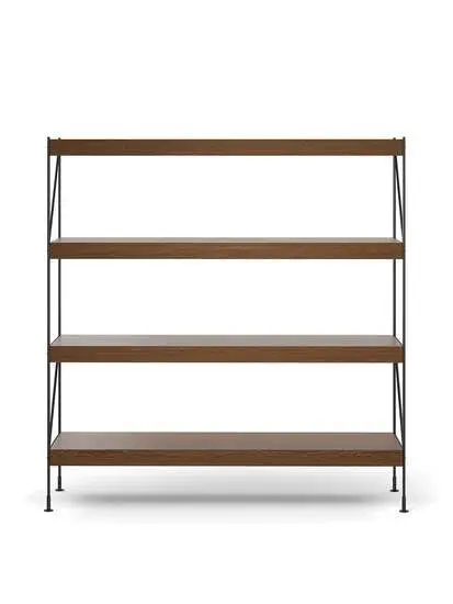 Audo Copenhagen - Zet, Storage System, H158, L150, Black Steel Base, Dark Stained Oak Shelf