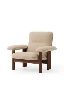 Audo Copenhagen - Brasilia Lounge Chair, Solid Walnut Base, PC0T, EU/US - CAL117 Foam, 02 (Beige), Bouclé, Bouclé, Audo