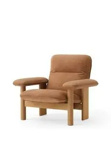 Audo Copenhagen - Brasilia Lounge Chair, Solid Natural Oak Base, PC2L, EU/US - CAL117 Foam, 21004 (Camel), Dunes, Dunes, Sørensen Leather