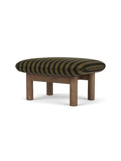 Audo Copenhagen - Brasilia Ottoman, Solid Walnut Base, PC4T, EU/US - CAL117 Foam, FCL7029/04 (Roseau), Cabanon Soft, Cabanon Soft, Designers Guild