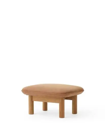 Audo Copenhagen - Brasilia Ottoman, Solid Natural Oak Base, PC2L, EU/US - CAL117 Foam, 21004 (Beige), Dunes, Dunes, Sørensen Leather