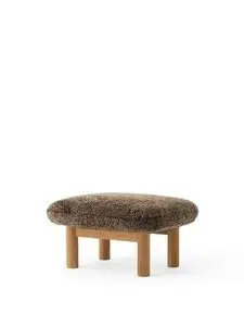 Audo Copenhagen - Brasilia Ottoman, Solid Natural Oak Base, PC3L, EU/US - CAL117 Foam, Sheepskin Curly (Root), Sheepskin Curly, Nevotex