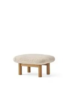 Audo Copenhagen - Brasilia Ottoman, Solid Natural Oak Base, PC3L, EU/US - CAL117 Foam, Sheepskin Curly (Nature), Sheepskin Curly, Nevotex