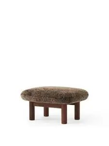 Audo Copenhagen - Brasilia Ottoman, Solid Dark Stained Oak Base, PC3L, EU/US - CAL117 Foam, Sheepskin Curly (Root), Sheepskin Curly, Nevotex