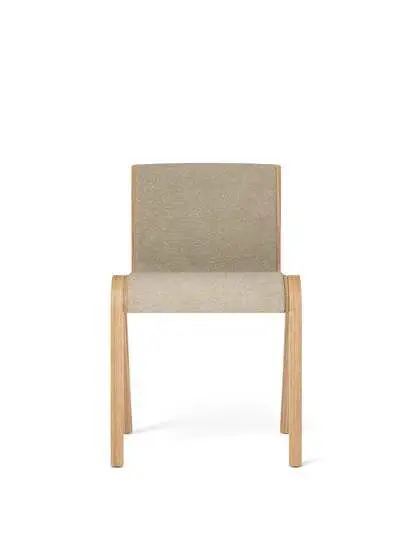 Audo Copenhagen - Ready, Dining Chair, Oak Base, Upholstered Front, PC0T, Natural Oak, EU/US - CAL117 Foam, 02 (Beige), Bouclé, Bouclé, Audo