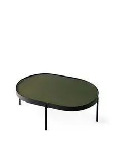 Audo Copenhagen - NoNo Table, Large, Black Steel Base, Dark Green Glass, 50 x 96,5 cm